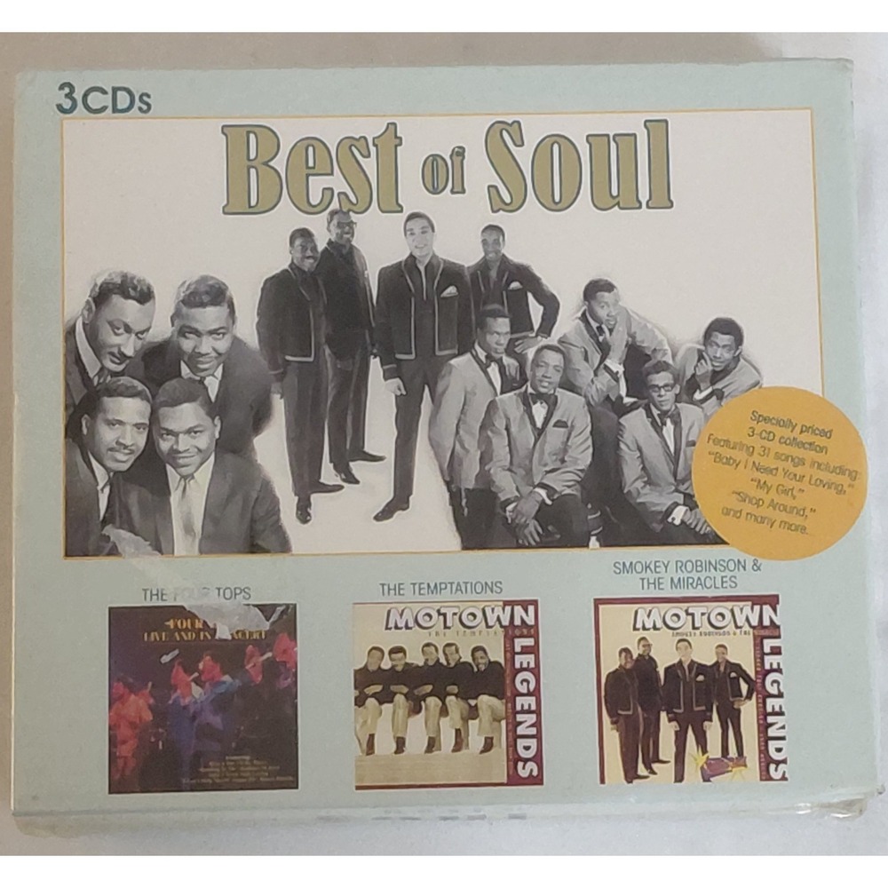 Best of Soul 3 CD Box Set Four Tops Temptations Smokey Robinson Sealed